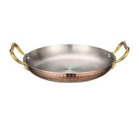 XIEHEMAO Spanish Paella pan, Stainless Steel Cooking with Double Handle | Non-stick coated cooking pan, hand-hammered seafood cooking pan for seafood, rice and grilling(Pink,30 cm)