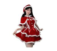 XIEHYA Mrs Claus Costume Christmas Dress, A Cute And Sweet Red Plush Suit, A Sexy Halter For The Year's Party Stage(L)