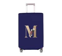 XIEHYA Suitcase Cover 2pcs Luggage Cover Non-Woven Fabric Suitcase Protector Baggage Dust Case Cover Suitable for 20-30 Inch Gold Letter Print Suitcase Case Travel Luggage Cover(Blue M,22 inch)