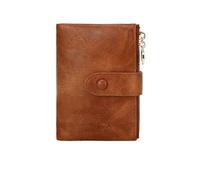 XIEHYA Women's Wallet Women's Wallet Short Three Layer Large Capacity Double Zipper Card Holder Card Credit Bank Card Holder Money Bag with Card Slots Compartment(Brown)