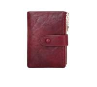 XIEHYA Women's Wallet Women's Wallet Short Three Layer Large Capacity Double Zipper Card Holder Card Credit Bank Card Holder Money Bag with Card Slots Compartment(Wine red)