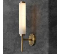XIEISC Modern Marble Long Wall Lights with Brushed Brass, Scandinavian Luxury Linear Bedside Wall Sconce for Bedroom, Hallway, Porch, Hotel(1 Light)