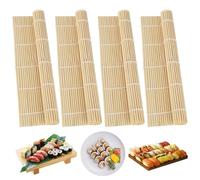 XIEJ 4 PCS Sushi Mats, 24 x 24 cm Bamboo Mat, Reusable Sushi Rolling Mat, DIY Sushi Roller Mold Maker Helper for Beginner, Rolling Mat