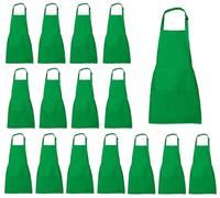 XIEJINJIA 16 Pack Kids Waterproof Apron with Pockets Adjustable Chef Artists Child Cooking Baking Painting for Boys and Girls Green