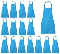 XIEJINJIA 16 Pack Kids Waterproof Apron with Pockets Adjustable Children Aprons Chef Artists Child Kitchen Cooking Baking Painting Craft (Blue)