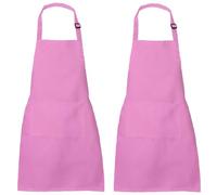 XIEJINJIA 2 Pack Kids Waterproof Apron with Pockets Adjustable Children Chef Artists Child Cooking Baking Painting for Boys and Girls Pink