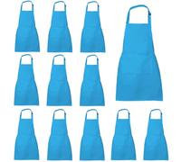 XIEJINJIA 4/12/24 Pack Waterproof Kids Apron with Pockets Adjustable Children Chef Artists Child Cooking Baking Painting for Boys and Girls Blue