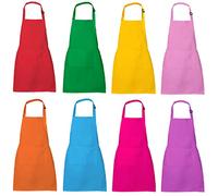 XIEJINJIA 8 Pack Kids Waterproof Apron with Pockets Adjustable Children Aprons Chef Artists Child Kitchen Cooking Baking Painting Craft