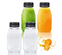 XIELBIS 4 PCS 250ml plastic bottles - small milk bottle with lids, reusable milk bottles for mini fridge, compact plastic milk bottle storage Perfect for Milk, Juice, and Beverages on the Go