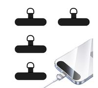 XIELBIS 4 Pcs Phone Tether Tags,Phone Tether Tabs,Metal Crossbody Cell Phone Lanyard Patch for Smartphones - Stainless Steel Cellphone Lanyard Tether Patches,Mobile Phone Lanyard Patch（Type B Black）