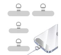 XIELBIS 4 Pcs Phone Tether Tags,Phone Tether Tabs,Metal Crossbody Cell Phone Lanyard Patch for Smartphones - Stainless Steel Cellphone Lanyard Tether Patches,Mobile Phone Lanyard Patch（Type B Silver）