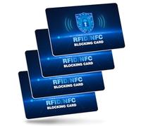 XIELBIS RFID Blocking Card 4 Pack,Credit Card Protector for Identity Document, Passport, Entire Wallet etc, Anti-Theft Debit Protecto for Entire Wallet Protection(Blue)
