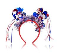 XIELIME 4th of July Head Bopper Independence Day Headband Red White Blue Ribbon Headband American Flag Headwear Patriotic Hairband for Women Girls Kids Memorial Day Parade Party Favors 1PCS