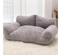 XIEMINLE Cat Sofa Bed for Indoor Cat Couch Flannel Pet Sofa for Puppy and Kitty Fluffy Pet Sleeping Bed Cosy Dog Beds Soft Kitten Nest Warm Dog Couch (55 * 40 * 26cm,Grey)