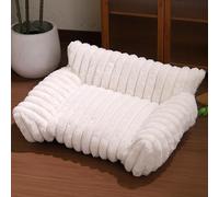 XIEMINLE Cat Sofa Beds for Indoor Fluffy Cat Couch Bed Cosy Pet Sofa for Puppy and Kitty Pet Nest Warm Dog Couch Calming Dog Bed with Non-Slip Bottom (50 * 40 * 20cm,White)