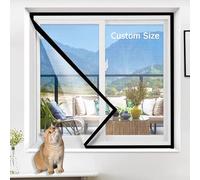 XIEMINLE Custom Size Cat Protection Window Mesh, Fly Screen Self-Adhesive Netting, Window Guard Net, Indoor Cats Window Safety Net Anti-Mosquito Insect Mesh Easy Fit