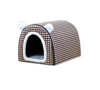 XIEMINLE Dog House 2 In 1 Foldable Pet Beds Comfortable Dog Cave with Removable Cushion Enclosed Sleeping Nest Warm Kennel Bed Washable Pet Tent with Non-Slip Bottom (46 * 40 * 36cm)