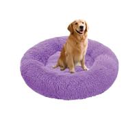 XIEMINLE Donut Dog Bed Round Warming Pet Bed Fluffy Anti Anxiety Pet Nest for Medium Large Dogs Machine Washable Puppy Cushion Calming Puppy Mattress with Anti-Slip Bottom (70cm,Purple)
