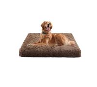 XIEMINLE Large Washable Dog Bed Soft Dog Crate Mattress Comfy Pet Bed Pad for Crate Warm Calming Pet Pillow Cushion Fluffy Puppy Mat with Removable Plush Cover (100 * 60 * 10cm,Khaki)