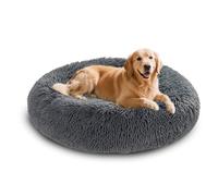 XIEMINLE Round Dog Bed Donut Pet Beds Cozy Anti-Anxiety Dog Nest Machine Washable Pet Pillow Cushion Fluffy Cat Mattress Calming Puppy Mat with Non-Slip Bottom (120cm,Dark gray)