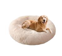 XIEMINLE Round Dog Bed Donut Pet Beds Cozy Anti-Anxiety Dog Nest Machine Washable Pet Pillow Cushion Fluffy Cat Mattress Calming Puppy Mat with Non-Slip Bottom (60cm,Off-white)