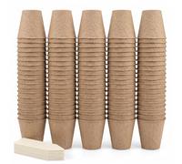 XIEMOMO 100 Pcs 6 cm Starter Pots, Biodegradable Seed Starter Pots with 100 Plant Labels, Small Nursery Pots for Seedlings, Plant Pots with Drainage Holes, Seed Starting Pots