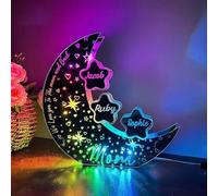 XIESHANG LED Star Moon Mirror Decoration - Personalized Family Name - Warm Home Decoration Gifts for Mom/Grandma/Auntie (Five Names)