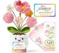 XIESUNUN for Grandma Positive Tulip Flower Emotional Support Crochet - Best Grandma Ever Would Recommend - Birthday for Grandmother Nana from Granddaughter Grandson