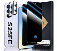 Xiezezei 2+2 Pack Privacy Screen Protector Compatible with Galaxy S25 FE 5G - 2 Tempered Film + 2 Camera Lens Glass - High Clarity - Bubble Free - Anti-Spy Protection - Anti-Shatter