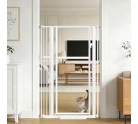 Xifamniy 142 cm Extra Tall Pet Gate Auto-Close Clear Tall Cat Gate 75-95 cm Wide Pressure Mounted Pet Gate for Stair Doorway Hallway White