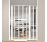 Xifamniy 155 cm Extra High Pet Gate, Cat and Dog Gate, Adjustable Threshold Width, 76.5-108 cm Width Security Gate Can Be Installed Without Drilling (White)