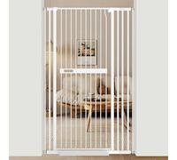 Xifamniy 61.02" Extra Tall Cat Gate Wide Pressure Mounted Auto Close Extra Wide Dog Gate Metal Dog Pet Cat Tall Gates for Doorways