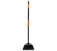 Xifando Four-Section Telescopic Rod Long-Handled Broom,Heavy-Duty Broom, Angle Broom for Outdoor/Indoor（Black+Orange）