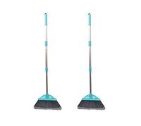 Xifando Three-Section Telescopic Aluminum Alloy Rod Long-Handled Broom for Housekeeping Garden Camping Outdoor&Indoor, 2 PCS Light Blue