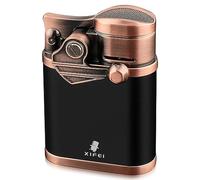 XIFEI Rocker Cigar Lighter,4 Torch Jet Flame Lighters with Cigar Holder,Butane Refillable Windproof Lighter with Adjustable Flame Size (Without Butane)