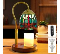 XIFEINIU - Candle Warmer Lamp with Timer Dimmer, Adjustable Height, Tiffany Dragonfly Style with 2 Bulbs, Birthday Gift for Mother's Day, Bedroom Decor