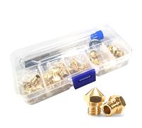 XIFOWE MK10 Nozzles 25 pcs 0.4mm 3D Printer Brass Nozzles with DIY Tools and Metal Storage Box, Fit with MK10 Hotend M7 Thread Heater Block, Others Using The MK10 Nozzle. for 1.75mm Filament.