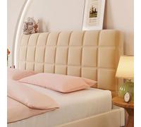 XIFUHUI Bed Headboard Covers Stretch Bed Headboard Covers Stretchable Dustproof Protective thickening Velvet All-inclusive Elastic Headboard Protection Cover for Bedroom Decor(Khaki,220cm)