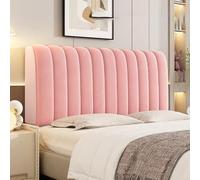 XIFUHUI Velvet Headboard Cover All-inclusive Stretch Headboard Slipcover Universal Thicken Solid Color Quilted For Single/double/king Size Bed Bedroom Décor(Pink,120cm)