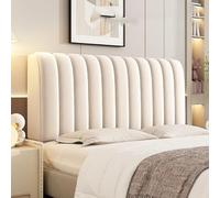 XIFUHUI Velvet Headboard Cover All-inclusive Stretch Headboard Slipcover Universal Thicken Solid Color Quilted For Single/double/king Size Bed Bedroom Décor(Beige,150cm)