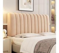 XIFUHUI Velvet Headboard Cover All-inclusive Stretch Headboard Slipcover Universal Thicken Solid Color Quilted For Single/double/king Size Bed Bedroom Décor(Khaki,150cm)