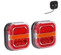 Xifyjus 2025 Upgraded Ip67 Waterproof Wireless Trailer Lights, Square Submersible Trailer and Wiring LED Kit, Utility Rechargeable LED Magnet Rear Tail Lights for Car Truck Caravan Lorry Rv(Wired)