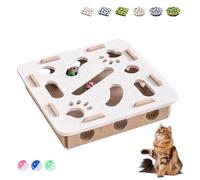 Xifyjus Cat Scratch Puzzle Enrichment Box, Interactive Scratch Puzzle Toys, Self-Play Felt Maze Cats Scratchs Puzzles Box with 3 Bell Balls for Indoor Cats Mental Stimulation Hunt Fun(White-B)