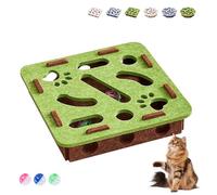 Xifyjus Cat Scratch Puzzle Enrichment Box, Interactive Scratch Puzzle Toys, Self-Play Felt Maze Cats Scratchs Puzzles Box with 3 Bell Balls for Indoor Cats Mental Stimulation Hunt Fun(Green-B)