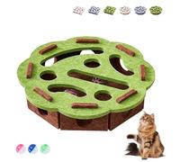 Xifyjus Cat Scratch Puzzle Enrichment Box, Interactive Scratch Puzzle Toys, Self-Play Felt Maze Cats Scratchs Puzzles Box with 3 Bell Balls for Indoor Cats Mental Stimulation Hunt Fun(Green-A)