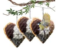 Xifyjus Handmade Fiber Bird Nesting Heart A Refillable Material Holder for Outdoor Hanging Decorative Yard Art Provides Shelter House Winter Boxes for Wild Hummingbird(3pcs)