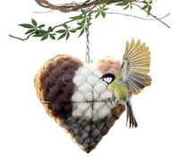 Xifyjus Handmade Fiber Bird Nesting Heart A Refillable Material Holder for Outdoor Hanging Decorative Yard Art Provides Shelter House Winter Boxes for Wild Hummingbird(1pc)