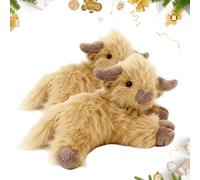 Xifyjus Politety Cute Cartoon Highland Cow Cuddly Toy, 13.7/17.7/20.8inch Realistic Highland Cow Plush Weighted Stuffed Animal for Christmas Women Bedtime Cattle with Mooing Sound(S+L)