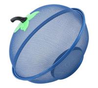 XIGACGEH Decorative Fruit Holder with Lid, Blue | Metal Mesh Basket for Countertop Kitchen Table Bread Produce Storage Display