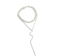XIGAWAY 3-Layer Tassel Rhinestone Choker Necklace for Women, Sparkly Crystal Drop Collar Chain, Bling Geometric Evening Party Jewelry